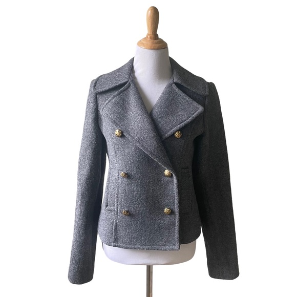 Smythe Jackets & Blazers - Smythe Gray Peacoat Wool Classic Double Breasted Classic Short Coat Size 8